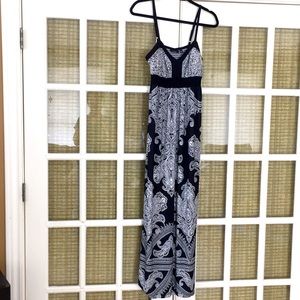 Black & white long maxi dress adjustable straps M